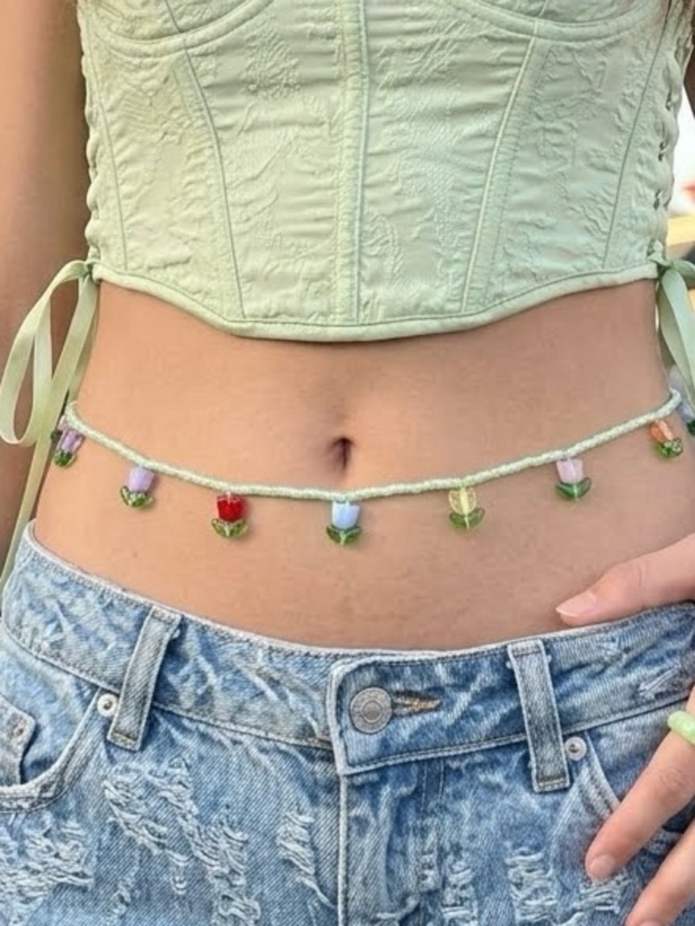 Handmade Waist Beaded Floral Chain